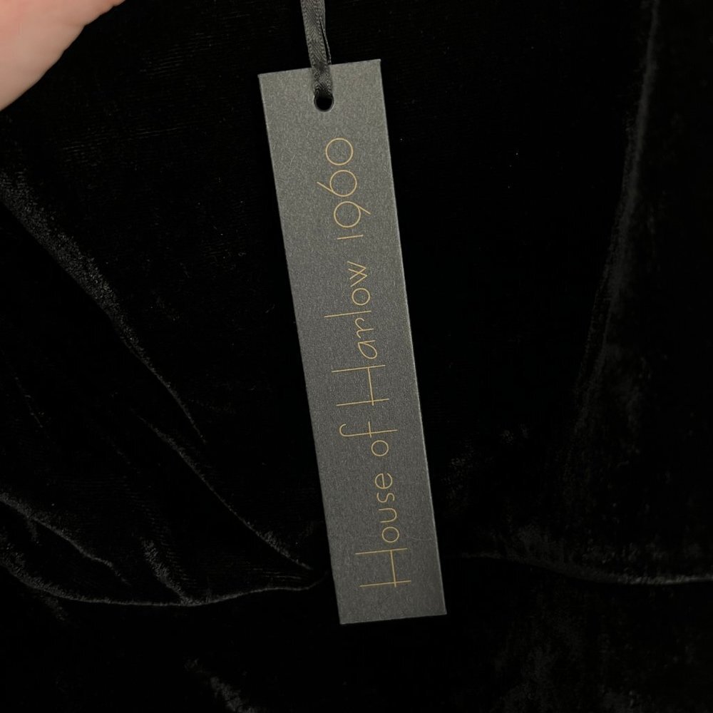 New House of Harlow 1960 Velvet Draped Wedding Guest Sexy Diamonds Rhinestones - Picture 2 of 8